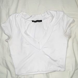 White cropped shirt